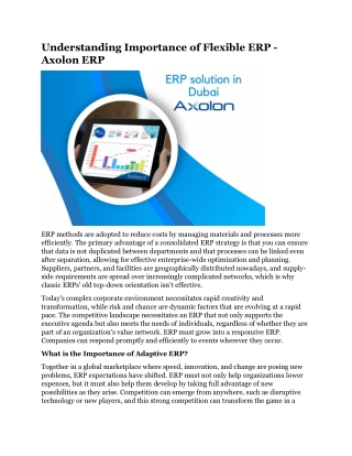 Understanding Importance of Flexible ERP - Axolon ERP