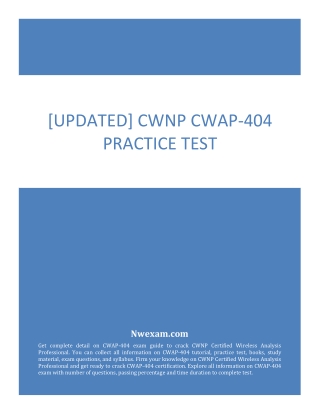 [UPDATED] CWNP CWAP-404 Practice Test