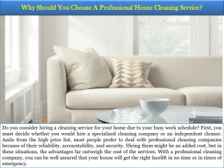 Why Should You Choose A Professional Cleaning Service?