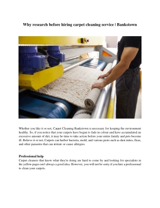 Why Research Before Hiring Carpet Cleaning Service - Bankstwon