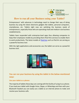 How to run all your Business using your Tablet?