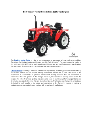 Best Captain Tractor Price in India 2021 | Tractorgyan