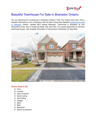 Beautiful Townhouse For Sale In Brampton Ontario