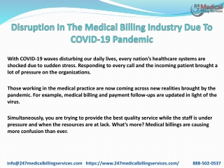 Disruption in the Medical Billing Industry Due to COVID-19 Pandemic