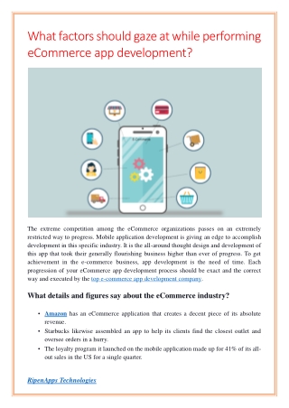 What factors should gaze at while performing eCommerce app development