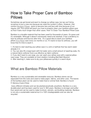 How to Take Proper Care of Bamboo Pillows