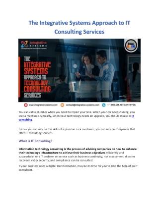 The Integrative Systems Approach to IT Consulting Services