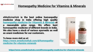 Homeopathy Medicine for Vitamins & Minerals