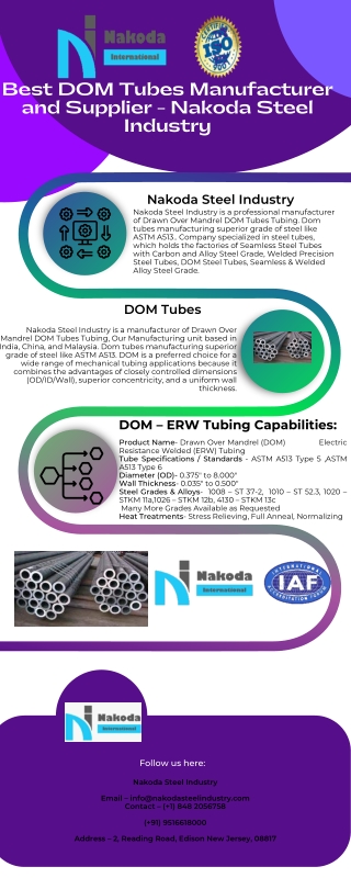Nakoda Steel- Best DOM Tubes Manufacturer and Supplier