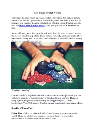 How Luxon Ewallet Works