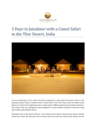 3 Days in Jaisalmer with a Camel Safari in the Thar Desert, India