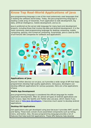 Know Top Real-World Applications of Java