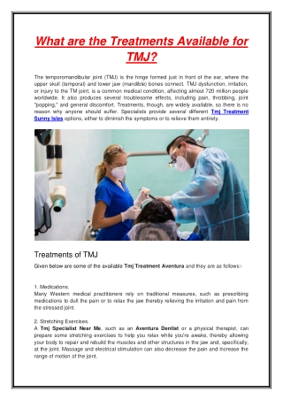 What are the Treatments Available for TMJ
