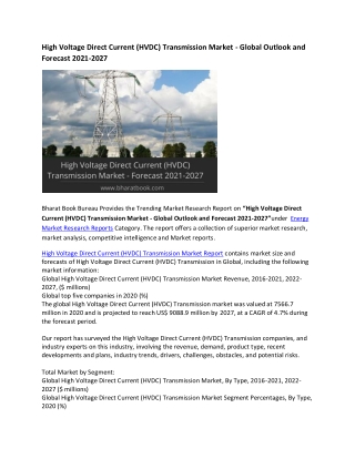 Global High Voltage Direct Current (HVDC) Transmission Market Research Report