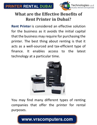 What are the Effective Benefits of Rent Printer in Dubai?