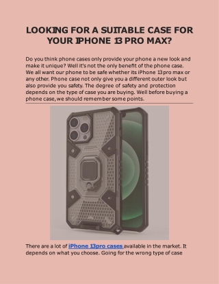 Looking For A Suitable Case For Your IPhone 13 Pro Max Cases