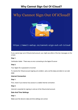 Why Cannot Sign Out Of iCloud?