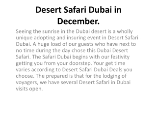 Desert Safari Dubai in December