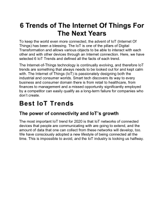 6 Trends of The Internet Of Things For The Next Years