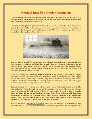 Oriental Rugs For Interior Decoration