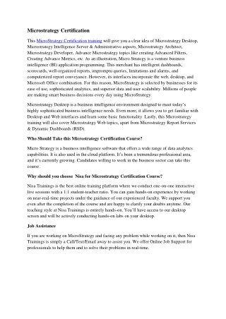 Microstrategy Certification