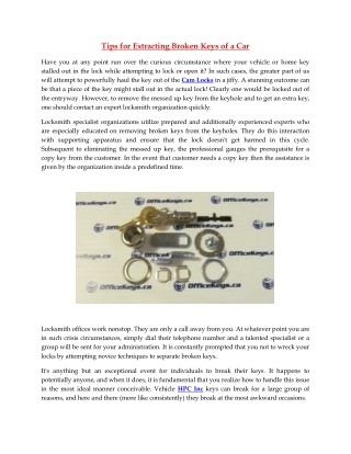 Tips for Extracting Broken Keys of a Car