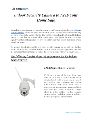 Indoor Security Camera to Keep Your Home Safe
