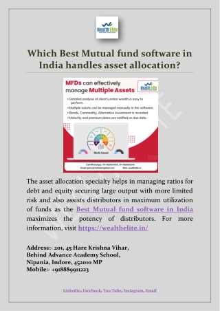 Which Best Mutual fund software in India handles asset allocation