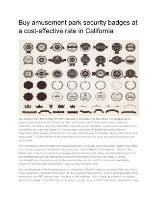 Buy amusement park security badges at a cost-effective rate in California