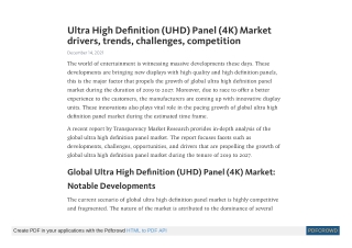 Ultra High Definition (UHD) Panel (4K) Market Insight by 2027