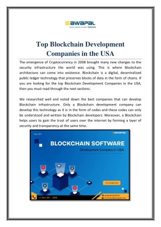 Top Blockchain Development Companies in USA