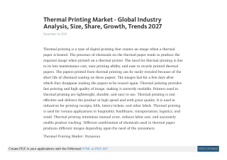 Thermal Printing Market - Global Industry Analysis, Size, Share, Growth, Trends,