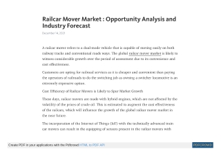 Railcar Mover Market - Global Industry Analysis, Size, Share, Growth, Trends and