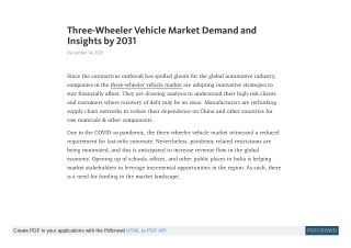 Three-Wheeler Vehicle Market Demand and Insights by 2031