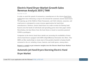 Electric Hand Dryer Market Growth Sales Revenue Analysis 2031