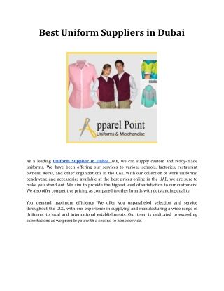 Best Uniform Suppliers in Dubai