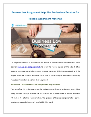 Business Law Assignment Help Online in Canada