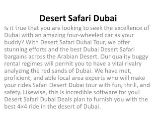 Desert Safari Dubai