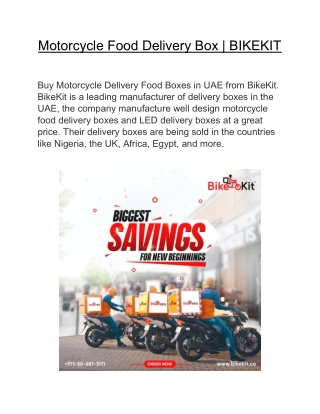 Motorcycle Food Delivery Box | BIKEKIT