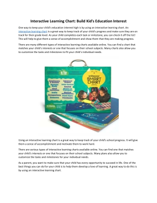 Interactive Learning Chart Build Kid's Education Interest