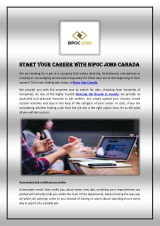 Start Your Career with BIPOC Jobs Canada