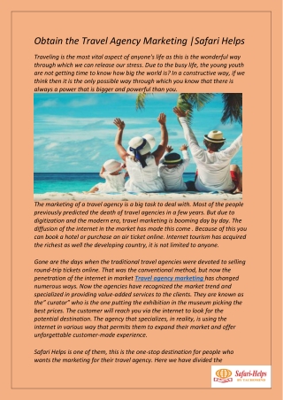 Acquire Travel Agency Marketing at Safari Helps