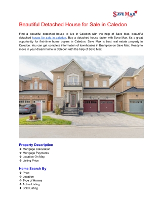 Beautiful Detached House for Sale in Caledon