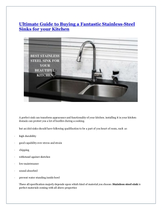 Ultimate Guide to Buying a Fantastic Stainless-Steel Sinks for your Kitchen-converted