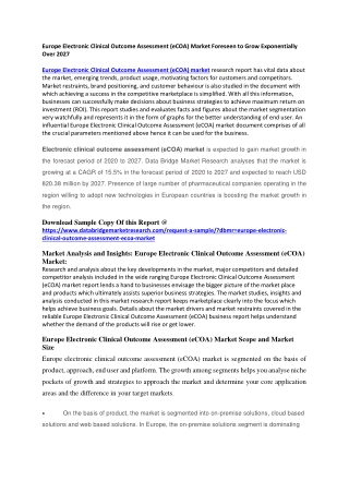 Europe Electronic Clinical Outcome Assessment (eCOA) Market