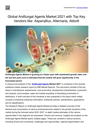 Global Antifungal Agents Market 2021 with Top Key Vendors like: Asperqillus