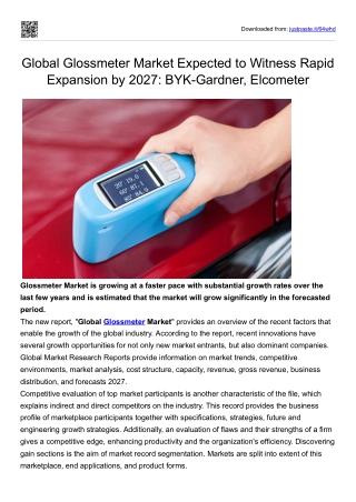 Global Glossmeter Market Expected to Witness Rapid Expansion by 2027