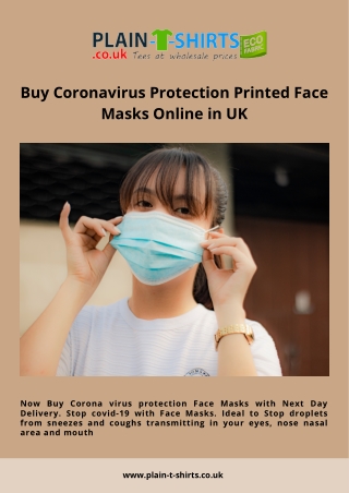 Buy Coronavirus Protection Printed Face Masks Online in UK
