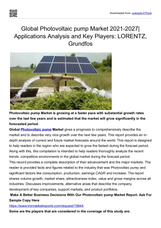 Global Photovoltaic pump Market 2021-2027