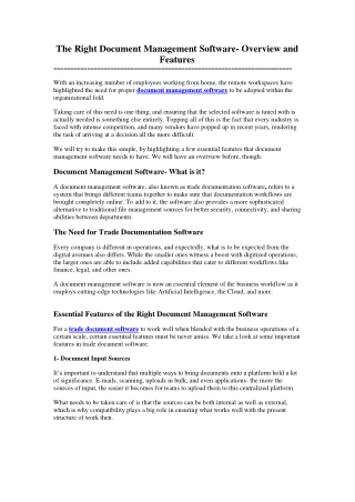 The Right Document Management Software- Overview and Features